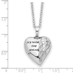 Sentimental Expressions 925 Sterling Silver Rhodium Antiqued CZ Fly W/Angels Ash Holder Necklace 18 Inches x 21 mm
