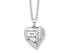 Sentimental Expressions 925 Sterling Silver Rhodium Antiqued CZ Fly W/Angels Ash Holder Necklace 18 Inches x 21 mm