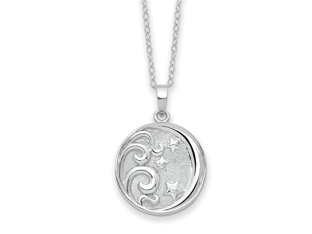 Sentimental Expressions 925 Sterling Silver  Antiqued Goodnight Ash Holder Necklace 18 Inches x 22 mm