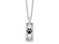 Sentimental Expressions 925 Sterling Silver Antiqued Paws Cylinder Ash Holder Necklace 18 Inches x 10 mm