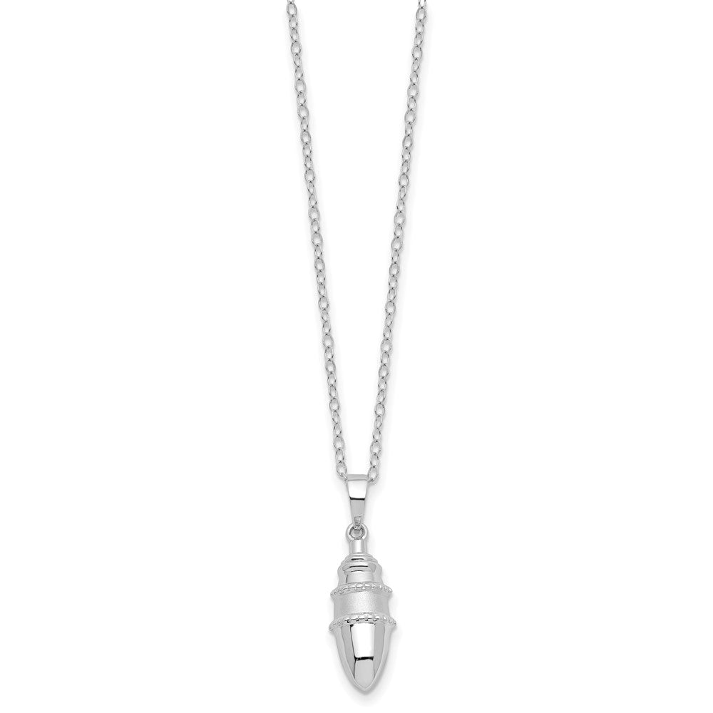 Sentimental Expressions 925 Sterling Silver Cable Beaded Bulb Shaped Ash Holder Necklace 18 Inches x 9 mm