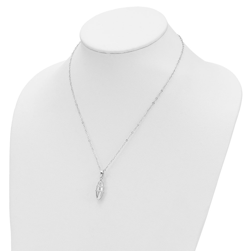 Sentimental Expressions 925 Sterling Silver Cable Beaded Bulb Shaped Ash Holder Necklace 18 Inches x 9 mm