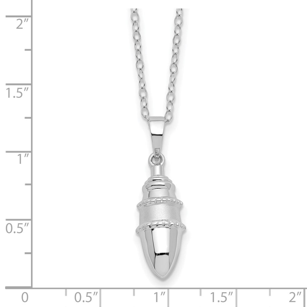 Sentimental Expressions 925 Sterling Silver Cable Beaded Bulb Shaped Ash Holder Necklace 18 Inches x 9 mm