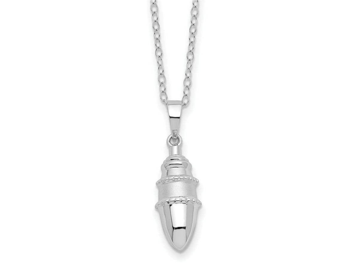 Sentimental Expressions 925 Sterling Silver Cable Beaded Bulb Shaped Ash Holder Necklace 18 Inches x 9 mm