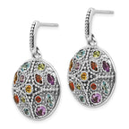 FJC Finejewelers 925 Sterling Silver with Antiqued Multi Stone Post Dangle Earrings 33 x 20 mm