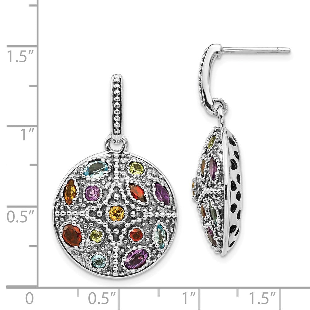 FJC Finejewelers 925 Sterling Silver with Antiqued Multi Stone Post Dangle Earrings 33 x 20 mm