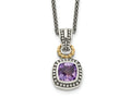FJC Finejewelers Sterling Silver with 14kt Accent with Antiqued Amethyst Necklace 18 Inches x 14 mm