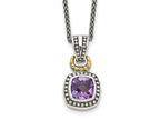FJC Finejewelers Sterling Silver with 14kt Accent with Antiqued Amethyst Necklace 18 Inches x 14 mm