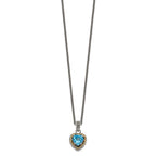 FJC Finejewelers Sterling Silver with 14k accent Antiqued Blue Topaz Heart Necklace 18 Inches x 13 mm