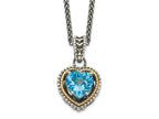 FJC Finejewelers Sterling Silver with 14k accent Antiqued Blue Topaz Heart Necklace 18 Inches x 13 mm