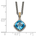 FJC Finejewelers Sterling Silver with 14k Accent Pendant with Antiqued Blue Topaz Necklace 12 mm