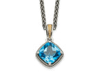 FJC Finejewelers Sterling Silver with 14k Accent Pendant with Antiqued Blue Topaz Necklace 12 mm