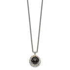 FJC Finejewelers Sterling Silver with 14k Accent Antiqued Onyx Necklace 18 Inches x 20 mm