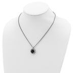 FJC Finejewelers Sterling Silver with 14k Accent Antiqued Onyx Necklace 18 Inches x 20 mm