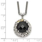 FJC Finejewelers Sterling Silver with 14k Accent Antiqued Onyx Necklace 18 Inches x 20 mm