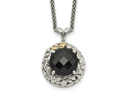 FJC Finejewelers Sterling Silver with 14k Accent Antiqued Onyx Necklace 18 Inches x 20 mm