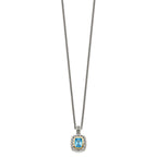 FJC Finejewelers Sterling Silver with 14kt Accent Light Swiss Blue Topaz Necklace 2.7 cttw 18 in Chain