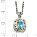 FJC Finejewelers Sterling Silver with 14kt Accent Light Swiss Blue Topaz Necklace 2.7 cttw 18 in Chain