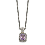 FJC Finejewelers Sterling Silver with 14kt Accent Amethyst Necklace 18 Inches Chain