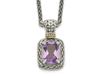 FJC Finejewelers Sterling Silver with 14kt Accent Amethyst Necklace 18 Inches Chain