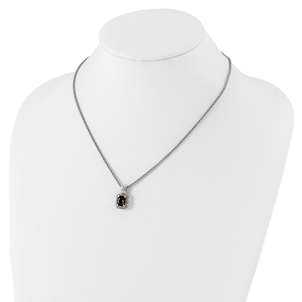 FJC Finejewelers Sterling Silver with 14kt Accent Smoky Quartz Necklace 18 Inches x 10 mm