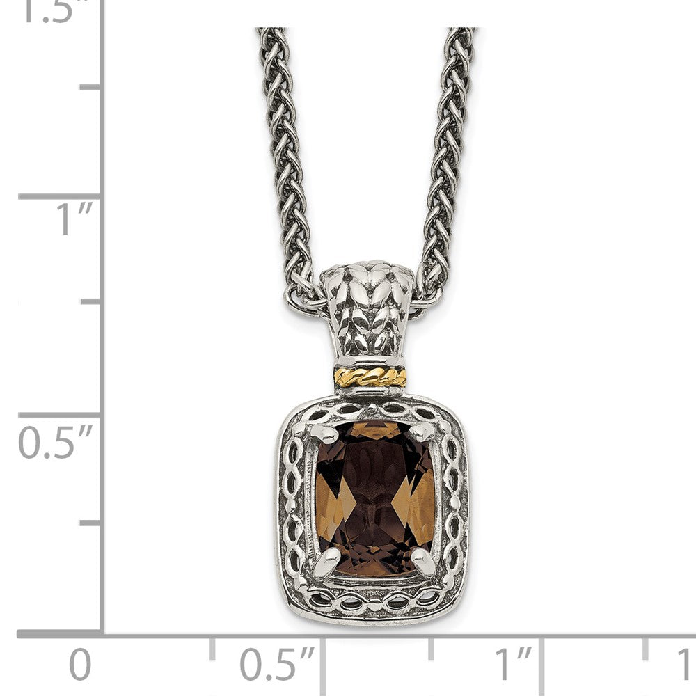 FJC Finejewelers Sterling Silver with 14kt Accent Smoky Quartz Necklace 18 Inches x 10 mm