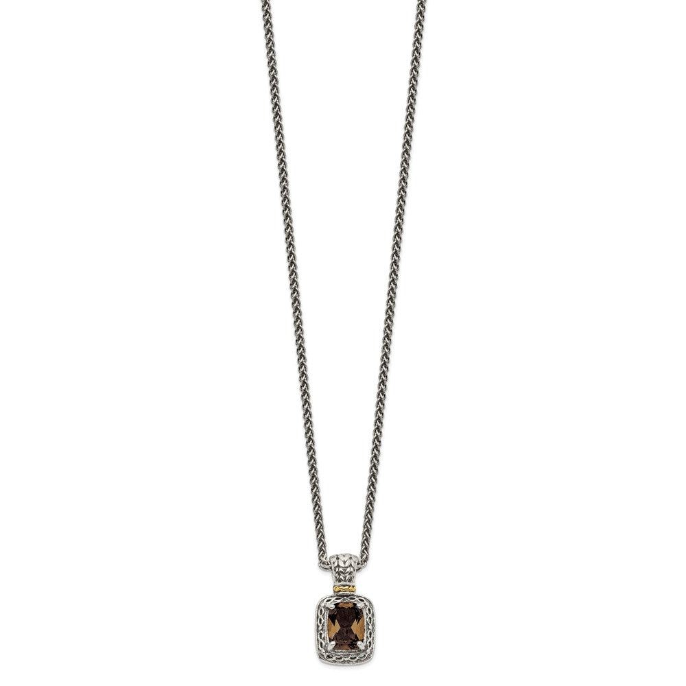 FJC Finejewelers Sterling Silver with 14kt Accent Smoky Quartz Necklace 18 Inches x 10 mm