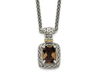 FJC Finejewelers Sterling Silver with 14kt Accent Smoky Quartz Necklace 18 Inches x 10 mm