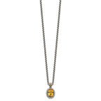 FJC Finejewelers Sterling Silver with 14kt Accent Antiqued Citrine Pendant Necklace18 Inches x 15 mm