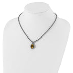 FJC Finejewelers Sterling Silver with 14kt Accent Antiqued Citrine Pendant Necklace18 Inches x 15 mm
