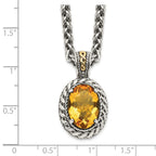 FJC Finejewelers Sterling Silver with 14kt Accent Antiqued Citrine Pendant Necklace18 Inches x 15 mm