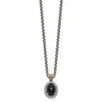 FJC Finejewelers Sterling Silver with 14kt Accent Spiga with Antiqued Onyx Necklace 18 Inches x 16 mm