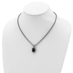FJC Finejewelers Sterling Silver with 14kt Accent Spiga with Antiqued Onyx Necklace 18 Inches x 16 mm