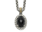 FJC Finejewelers Sterling Silver with 14kt Accent Spiga with Antiqued Onyx Necklace 18 Inches x 16 mm