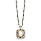 FJC Finejewelers Sterling Silver with 14kt Accent Fancy with Antiqued MOP Necklace 18 Inches x 14 mm
