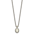 FJC Finejewelers Sterling Silver with 14kt Accent Fancy with Antiqued MOP Necklace 18 Inches x 16 mm