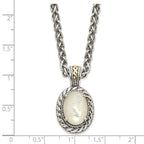 FJC Finejewelers Sterling Silver with 14kt Accent Fancy with Antiqued MOP Necklace 18 Inches x 16 mm