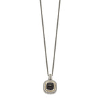 FJC Finejewelers Sterling Silver with 14kt Accent Antiqued Cabochon Onyx Necklace 18 Inches x 20 mm