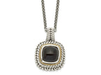 FJC Finejewelers Sterling Silver with 14kt Accent Antiqued Cabochon Onyx Necklace 18 Inches x 20 mm