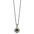 FJC Finejewelers Sterling Silver with 14kt Accent Antiqued with Black Onyx Necklace 18 Inches x 19 mm