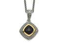 FJC Finejewelers Sterling Silver with 14kt Accent Antiqued with Black Onyx Necklace 18 Inches x 19 mm