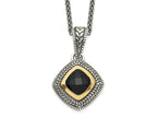 FJC Finejewelers Sterling Silver with 14kt Accent Antiqued with Black Onyx Necklace 18 Inches x 19 mm