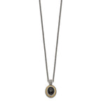 FJC Finejewelers Sterling Silver with 14kt Accent Spiga Antiqued Black Onyx Necklace 18 Inches x 14 mm