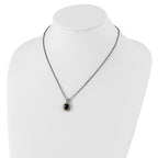 FJC Finejewelers Sterling Silver with 14kt Accent Spiga Antiqued Black Onyx Necklace 18 Inches x 14 mm