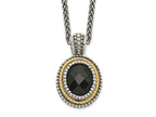 FJC Finejewelers Sterling Silver with 14kt Accent Spiga Antiqued Black Onyx Necklace 18 Inches x 14 mm