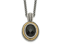 FJC Finejewelers Sterling Silver with 14kt Accent Spiga Antiqued Black Onyx Necklace 18 Inches x 14 mm