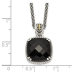 FJC Finejewelers Sterling Silver with 14kt Accent Antiqued with Onyx Necklace 18 Inches x 15 mm