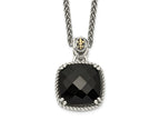 FJC Finejewelers Sterling Silver with 14kt Accent Antiqued with Onyx Necklace 18 Inches x 15 mm