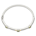 FJC Finejewelers Sterling Silver with 14kt Accent Antiqued with Peridot 3 Stone Bangle 3 mm