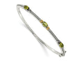 FJC Finejewelers Sterling Silver with 14kt Accent Antiqued with Peridot 3 Stone Bangle 3 mm